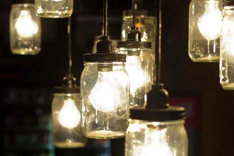 Mason Jar Lightbulbs Stock-Fotos
