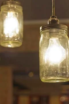 Mason Jar Lightbulbs Stock Photos