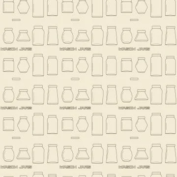 Mason jars  linear icon set seamless texture. Stock Illustration