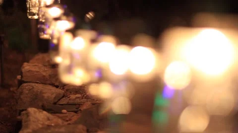 Mason Jars used as Lights for Wedding Decor Stock Footage 52141352