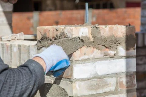 Mason made a wall (3) Stock Photos
