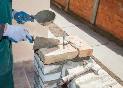 Mason made a wall Stock Photos