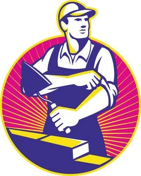 Mason Masonry Construction Worker Trowel Illustration of a mason construct... Stock Photos