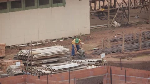Mason working at grinder Stock Footage 47249293