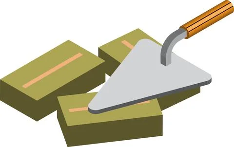 Masonry and Plastering illustration in 3D isometric style Stock Illustration