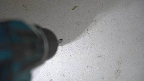 Masonry drillling into a celcon aerated lightweight concrete block Video stock 163102425