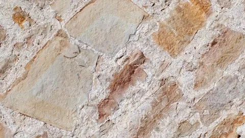 Masonry of old ancient wall of uneven stones rotating, turning, close-up ma.. Stock-Footage 256325774