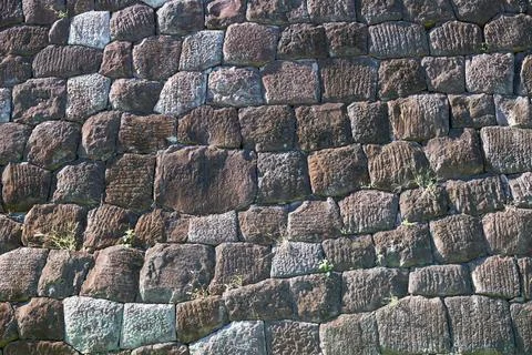 Masonry pattern of the old Edo Castle stone wall. Tokyo. Japan Pattern of ... Stock Photos
