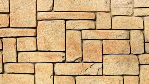 Masonry stone cladding wall texture loop. Geometric shapes surface background Video stock 223756069