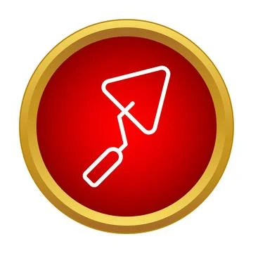 Masonry trowel construction tool icon within red circle Stock Illustration