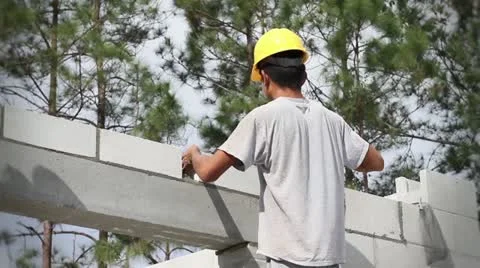 Masonry Wall Construction Video stock 21110834