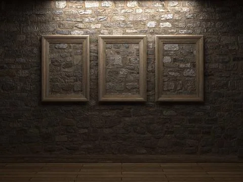 Masonry wall with wood frames masonry wall with wood frames made in 3d Cop... Stock-Fotos
