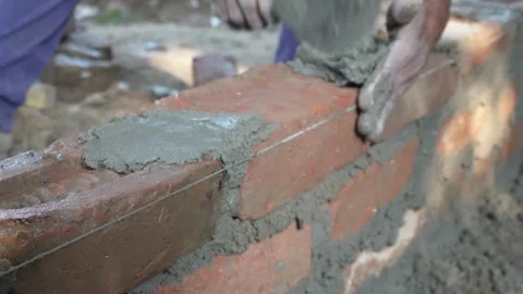 Masonry Worker Building Wall 스톡 동영상 332588055