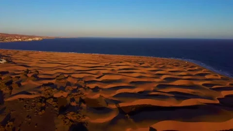 The Maspalomas desert with sunset light Stock Footage 138755762