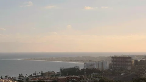 Maspalomas sand dunes form far away Stock Footage 104760415