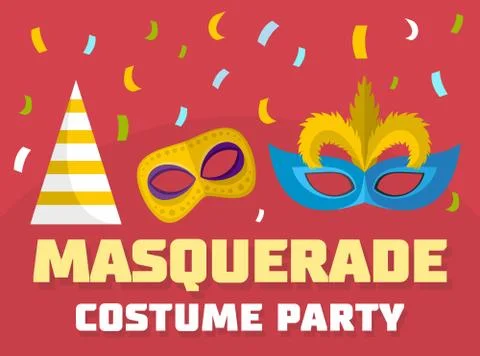 Masquerade logo, flat style Illustrazione stock