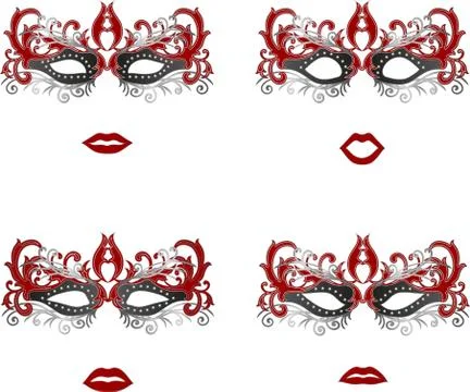 Masquerade mask different emotion set Stock Illustration