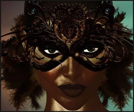 Masquerade mask with feathers Stock Illustration