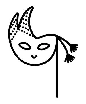 Masquerade mask with pompoms Stock Illustration