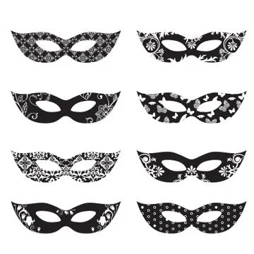Masquerade mask silhouettes 库存插图
