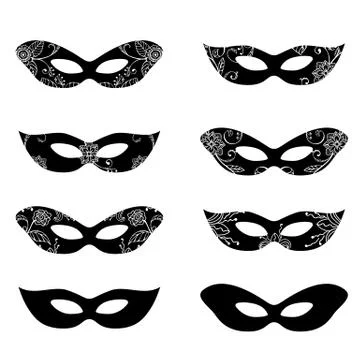 Masquerade mask silhouettes Stockillustratie