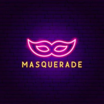Masquerade Neon Label Stock Illustration
