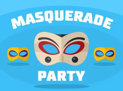 Masquerade party logo, flat style Illustrazione stock