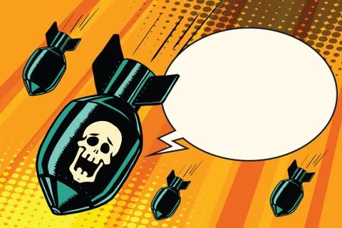 Mass bombing, shouting no skeleton Stock Illustration