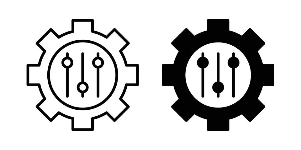 Mass customization icon pack with silhouette and stroke web icons Stock Illustration