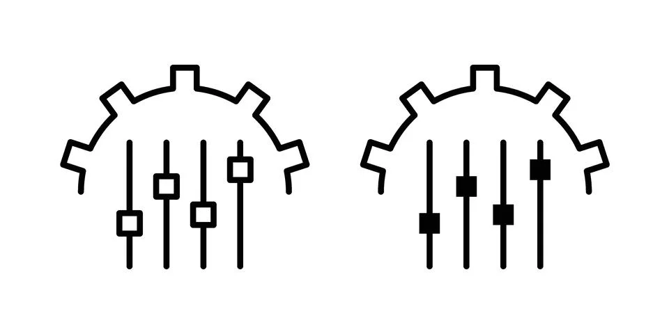 Mass customization icon silhouette vector set. thin line pack Stock Illustration