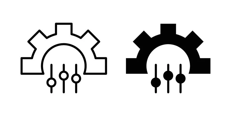 Mass customization icon vector concepts, line and silhouette style Stock Illustration