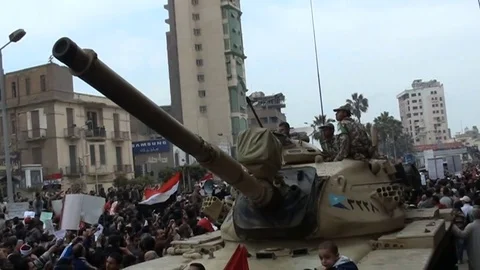 Mass demonstrations across Cairo during Egypt’s revolution Stock Footage 114817822