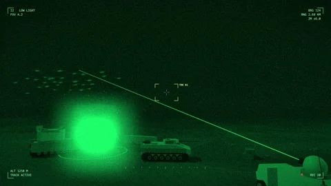 Mass drone formation tracked on night vision Видео 342393357