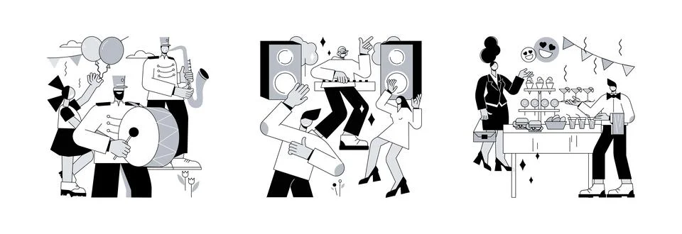 Mass event abstract concept vector illustrations. Illustrazione stock