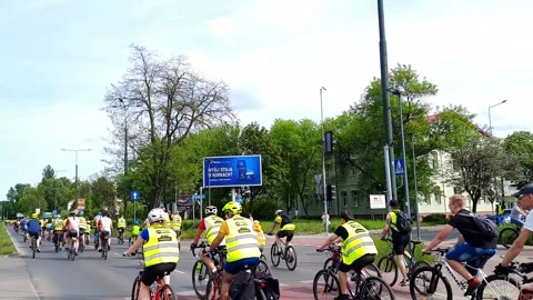Mass event riding bicycles Stock Footage 276115487