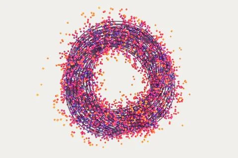 A mass of flowing spheres with white background, 3d rendering. Stock Illustration