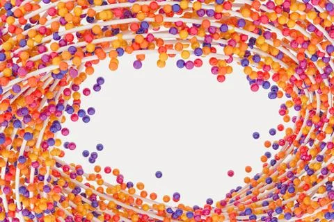 A mass of flowing spheres with white background, 3d rendering. Stock Illustration