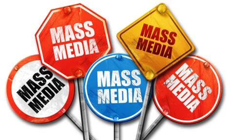 Mass media, 3D rendering, rough street sign collection Stock Illustration
