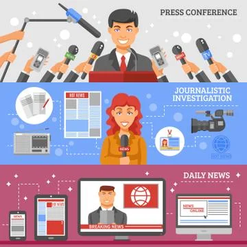 Mass Media Banners Set Stock Illustration