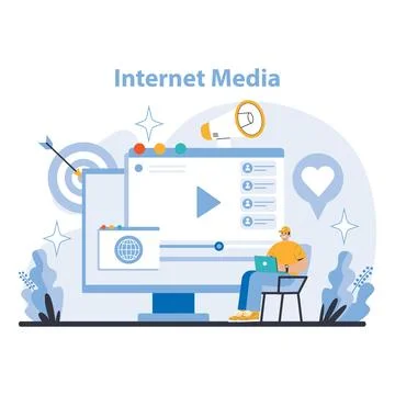 Mass media concept. Flat vector illustration. Stock Illustration