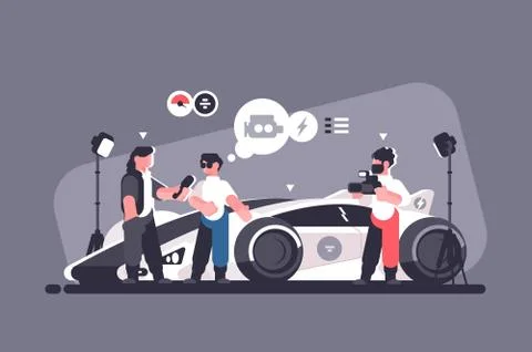 Mass media interview with experts and auto review Illustrazione stock