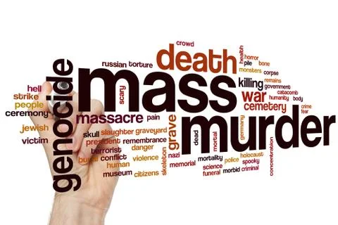 Mass murder word cloud Stock Photos