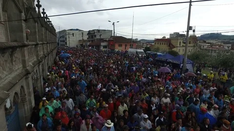 Mass of People After Easter Procession in Ecuador Stock Footage 75053427