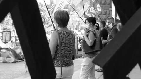 Mass protest, objection, demonstration, manifestation of defrauded investors. Stock Footage 133524766