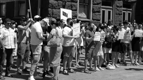 Mass protest, objection, demonstration, manifestation of defrauded investors. Stock Footage 133889794