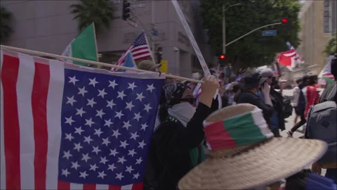 Mass Protest Outside Los Angeles City Hall June 14 2025 Stock Footage 311298544