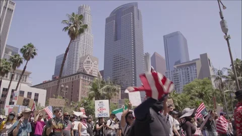 Mass Protest Outside Los Angeles City Hall June 14 2025 Stock Footage 311298705