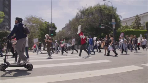 Mass Protest Outside Los Angeles City Hall June 14 2025 Stock Footage 311298845