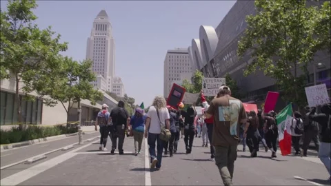 Mass Protest Outside Los Angeles City Hall June 14 2025 Stock Footage 311298859