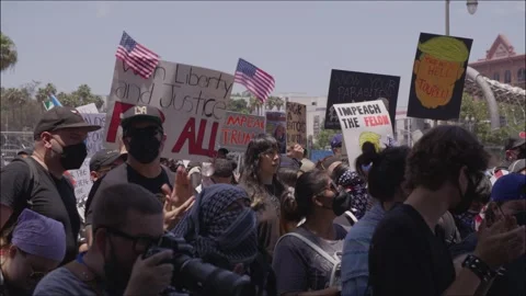 Mass Protest Outside Los Angeles City Hall June 14 2025 Stock Footage 311299530
